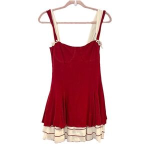 RIHOAS Dress Womens XS Red Sweetheart Tiered Ruffle Hem Sundress Fit & Flare